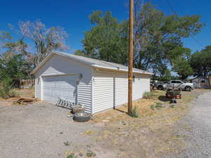 View of detached garage
