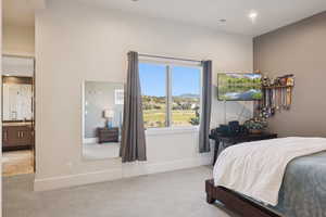 Bedroom featuring carpet flooring and recessed lighting