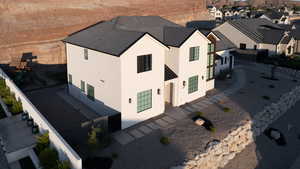 Aerial perspective of suburban area