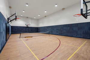 View of sport court with pickleball net