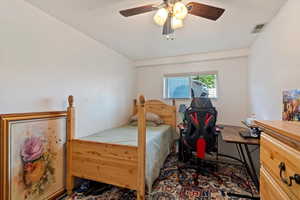 Bedroom featuring ceiling fan