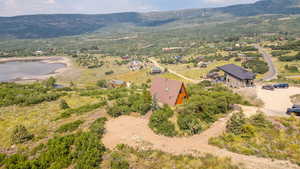 Drone / aerial view of a water and mountain view