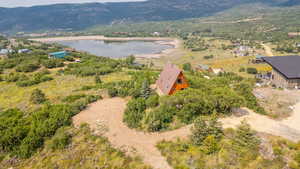 Drone / aerial view of a water and mountain view