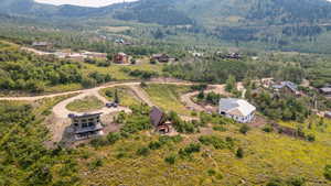 Aerial view of a mountain backdrop