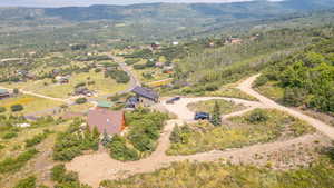 Aerial view of a mountainous background