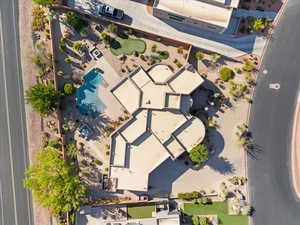 Aerial view of a pool