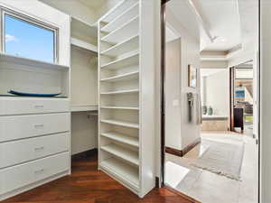 View of walk in closet
