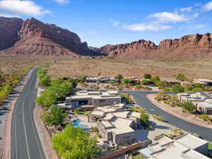 View of mountain background with nearby suburban area