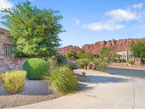 View of yard featuring a mountain view