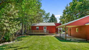 Back yard, mature trees, fully landscaped, auto-sprinkler system