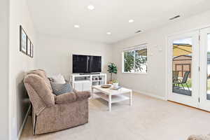 Family Room with French doors to backyard