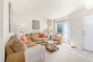 Living room with vaulted ceilings