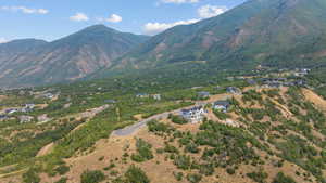 Drone / aerial view of a mountain backdrop