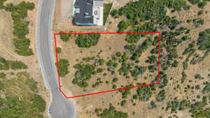 Overview of rural landscape with a desert landscape and property parcel outlined