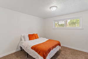 Carpeted bedroom with baseboards