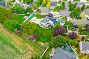 Aerial perspective of suburban area