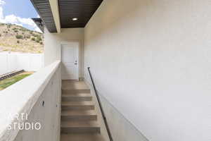 Exterior entrance to ADU from garage