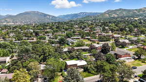 Aerial view of a mountainous background