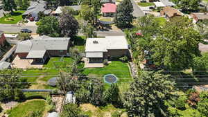Aerial perspective of suburban area