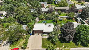 Aerial perspective of suburban area