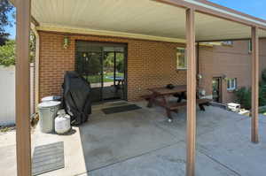 View of patio with grilling area