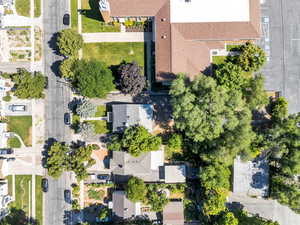 Aerial perspective of suburban area