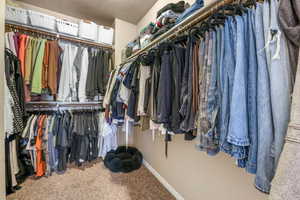 Walk in closet featuring carpet