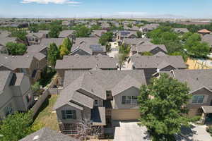 Aerial perspective of suburban area
