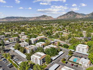 Bird's eye view of a mountain backdrop