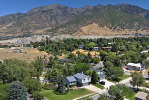 Aerial view of a mountain backdrop