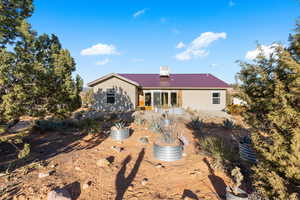 Rear view of house featuring a metal roof