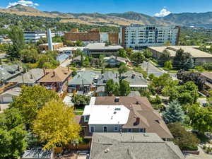 Drone / aerial view of a mountain backdrop