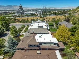 Aerial view of a mountain backdrop