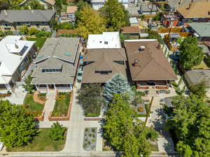 Aerial perspective of suburban area