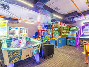 Game room featuring carpet floors