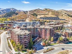 Aerial view of a mountain backdrop