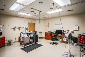 Office with concrete flooring