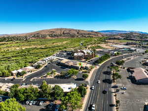 Aerial view of a mountain backdrop