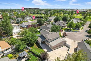 Aerial perspective of suburban area