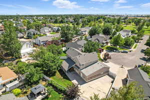 Aerial perspective of suburban area
