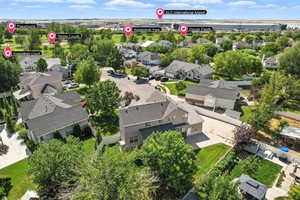 Aerial perspective of suburban area