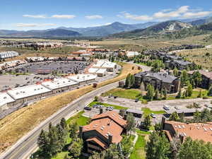 Drone / aerial view of a mountainous background