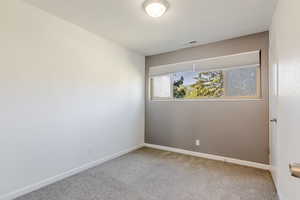 Carpeted empty room with baseboards
