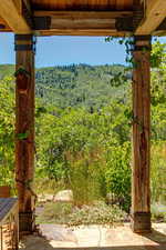View of yard featuring a wooded view