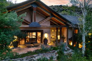 Front of property and a patio area