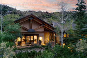 View of front facade with patio area