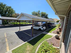 View of covered parking lot