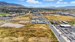 Drone / aerial view of a mountainous background