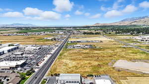 Drone / aerial view of a mountain backdrop
