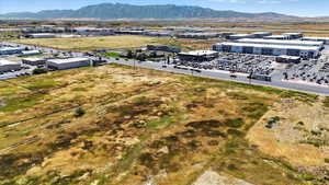 Aerial view of a mountain backdrop